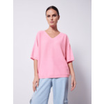 Pull cachemire col V manches ¾ Isana FLAMINGO