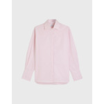Chemise longue oversize irene en popeline rayée rose