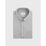 Chemise gabriel col américain avec poche en flanelle de coton et cachemire unie gris