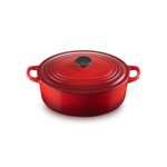 Cocotte ovale 29cm en fonte émaillée cerise*
