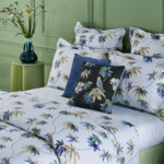 Yves Delorme - Drap housse en satin de coton bleu, Tropical