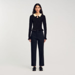 Top smocké à col contrasté