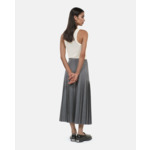 Jupe Longue Plissée En Laine Grise Femme