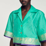 Chemise courte jacquard strass