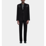 Veste En Laine Avec Détails En Cuir Noire Homme