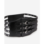 Ceinture Corset En Cuir Noir Avec Œillets