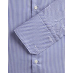 Chemise col figaret avec poignets mousquetaires en twill rayé marine