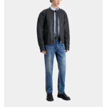 Blouson En Cuir Noir Avec Détails Matelassés Homme