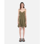 Robe Courte Kaki En Soie Femme