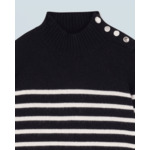 Pull Col Montant Marinière à Boutons