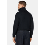 Pull Demi Zip Bleu Marine En Laine Mérinos