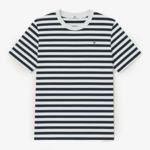 T-shirt manches courtes en coton à rayures bleu dark navy