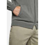 Pull Full Zip Vert À Capuche En Laine Mérinos