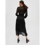 Robe à volants en lamé stretch plissée