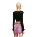 Cardigan crop en maille côtelée délavée