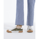 Sneakers Basses En Toile Avec Empiecements En Cuir