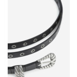 Ceinture Fine Double Tour En Cuir Noir