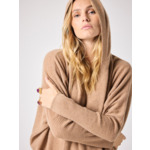 Pull poncho capuche cachemire Alix CAMEL CHINE