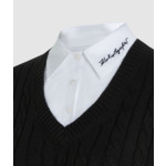 CABLE KNIT POPLIN MIX SWEATER