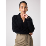 Roxane a brossé un pull en cachemire NOIR