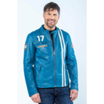 Blouson cuir Jarier Ocean blue
