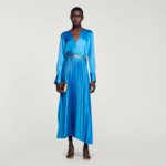 Robe midi satinée plissée