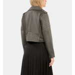 Blouson Clouté En Cuir Noir Femme