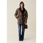 Peau lainée ceinturée taupe