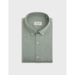Chemise gaspard col américain en oxford gratté uni vert