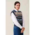 Pull sans manches rayures à motifs