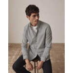 Chemise col inversé en popeline rayée vert