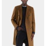 Manteau Long En Laine Mélangée Camel Homme