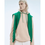 Pull Hoodie à Poche et Liserets Contrastes