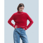 Pull Col Montant Tricolore Maille Perlée