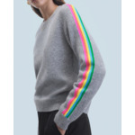 Pull Col Rond Bandes Manches Multicolore