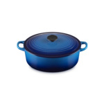 Cocotte ovale 29cm en fonte émaillée bleu azur*