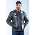 Blouson cuir Jarier Ocean blue