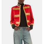 Veste Style Officier En Laine Rouge Femme