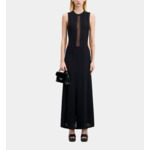 Robe Longue Noire En Maille Ajourée Avec Ouvertures Femme