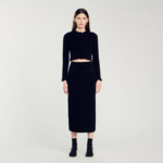 Jupe midi en maille velours
