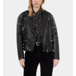 Blouson Motard En Cuir Noir Femme