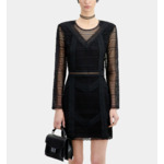 Robe Courte Avec Mix Dentelles A Manches Longues Femme