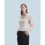 Pull Col V Bandes Manches Multicolore