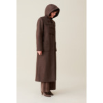 Manteau long marron à capuche