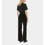 Pantalon Tailleur Droit En Velours Côtelé Noir Femme