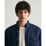 Chemise regular fit en lin teint en pièce à manches courtes
