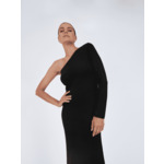 Robe longue asymétrique en cachemire Vicki NOIR