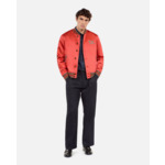 Blouson Rouge Satiné Avec Patchs Homme
