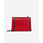 Sac Emily Chaîne En Cuir Rouge Effet Crocodile