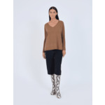 Pull poncho cachemire col V Faustine FAUVE